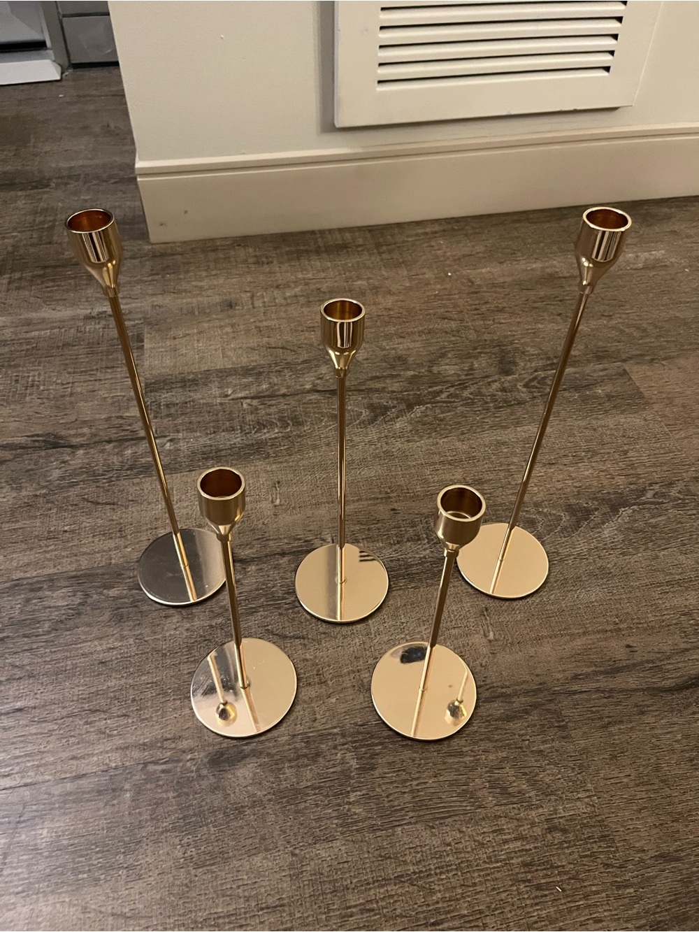 Gold Metal Taper Candle Holders Set of 5 - Picture 2 of 4
